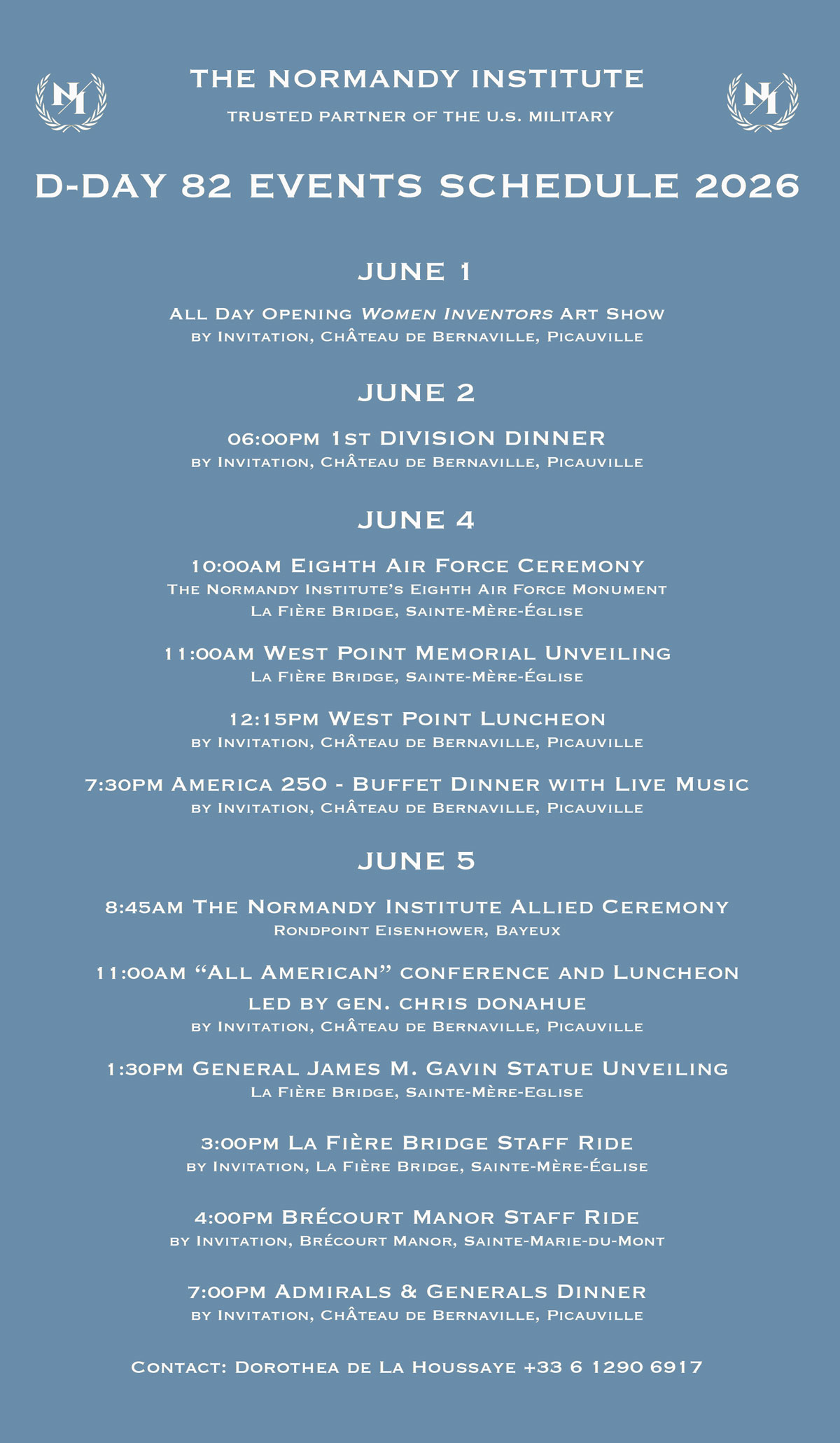 D-Day 82 Normandy Institute Event Schedule 2026